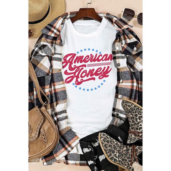 Azura Exchange  White American Honey Graphic Tee - Picture 1 of 8